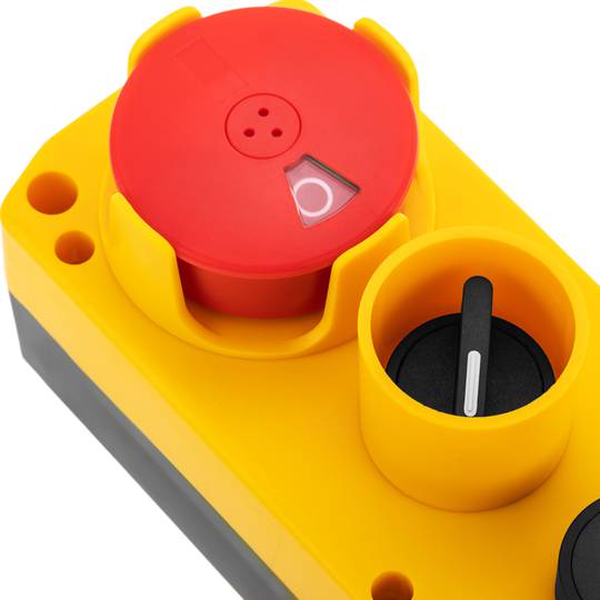 Caja de 4 pulsadores momentáneos y parada de emergencia i selector de la serie LAY5