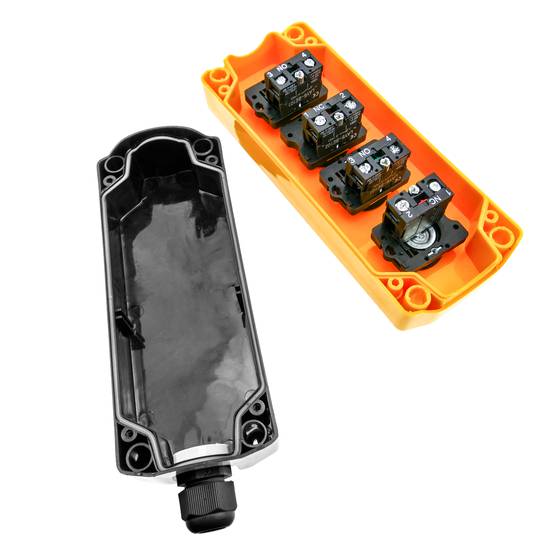 Pudełko z 3 przyciskami chwilowymi i wyłącznikiem awaryjnym serii LAY5