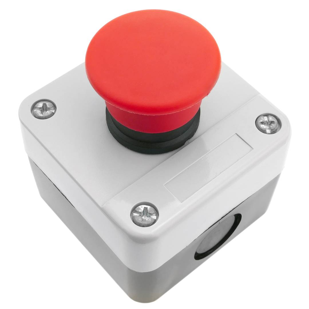Boîte de commande avec 3 boutons poussoirs momentanés vert 1NO rouge 1NC  avec symboles - Cablematic