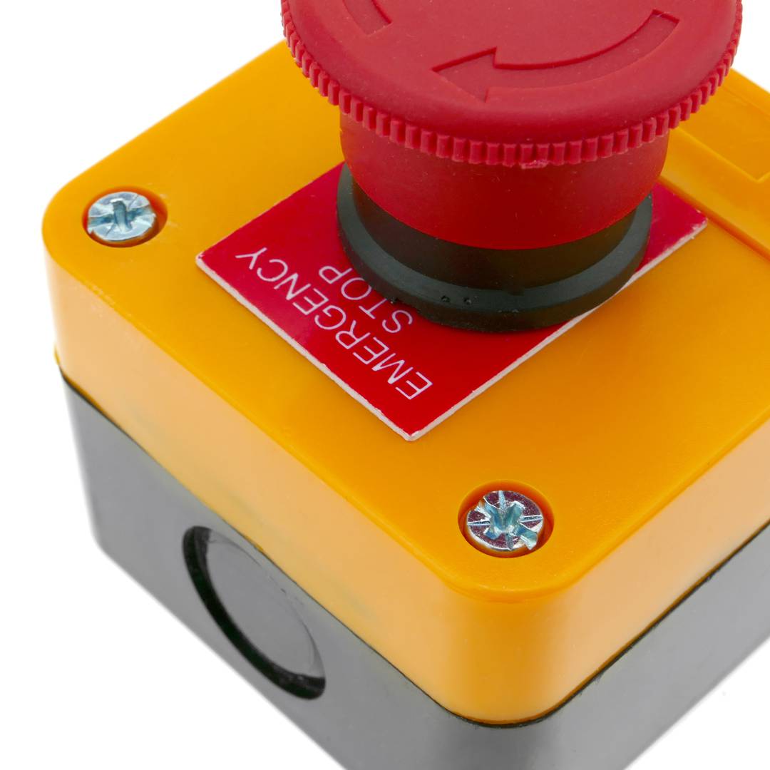 Caixa de controle com botão de pressão e paragem de emergência com bloqueio NC 22mm