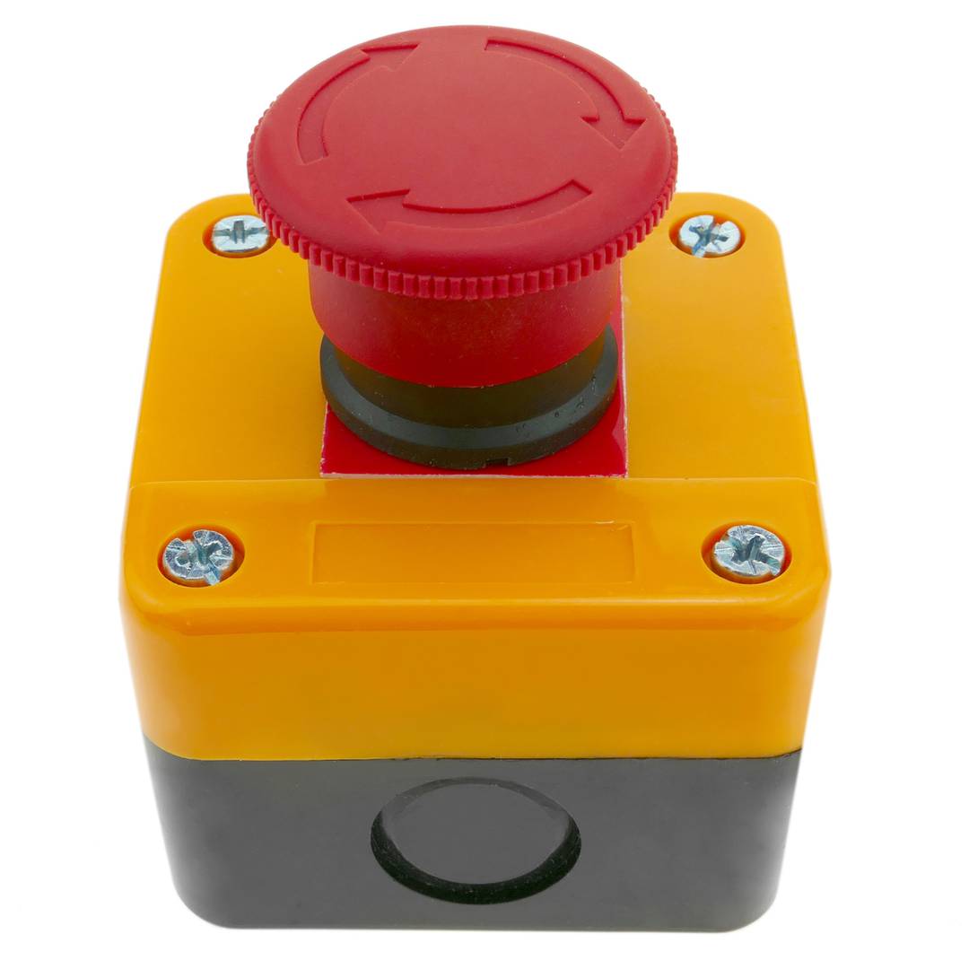 Caixa de controle com botão de pressão e paragem de emergência com bloqueio NC 22mm