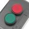 Boîtier de commande gris/noir avec 2 boutons poussoirs momentanés vert 1NO rouge 1NF