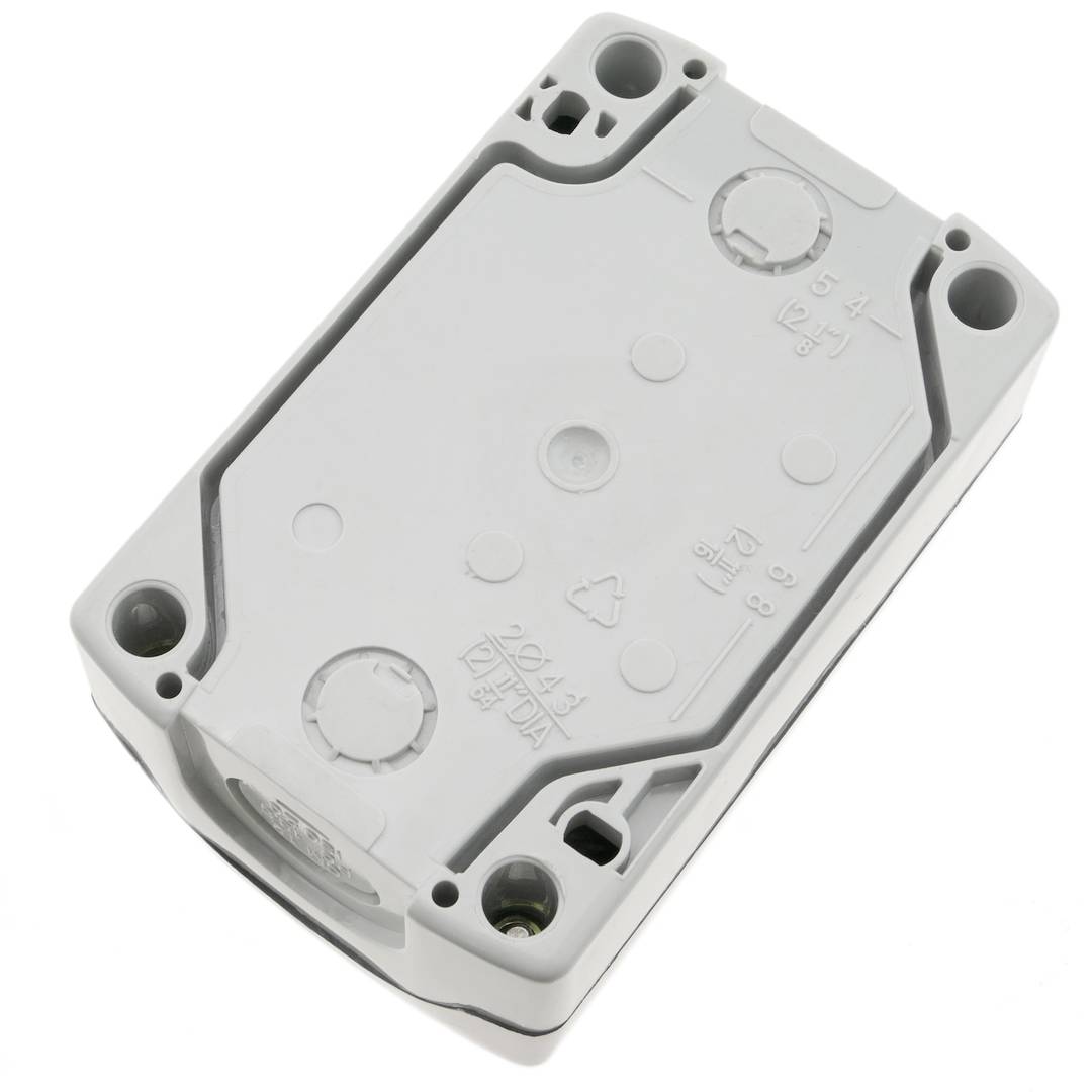 Boîtier de commande gris/noir avec 2 boutons poussoirs momentanés vert 1NO rouge 1NF