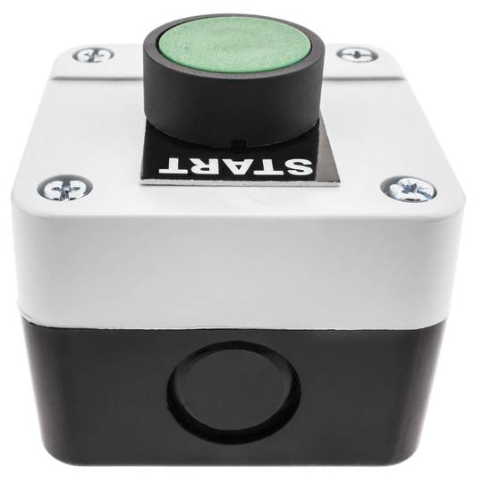 Boîte de commande avec 1 bouton poussoir momentanés vert 1NO étiquette START