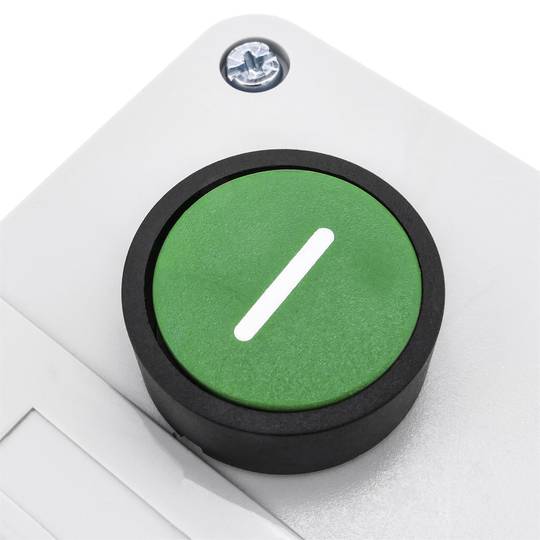 Boîte de commande avec 1 bouton poussoir momentanés vert 1NO symbole START