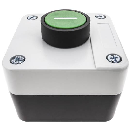 Boîte de commande avec 1 bouton poussoir momentanés vert 1NO symbole START