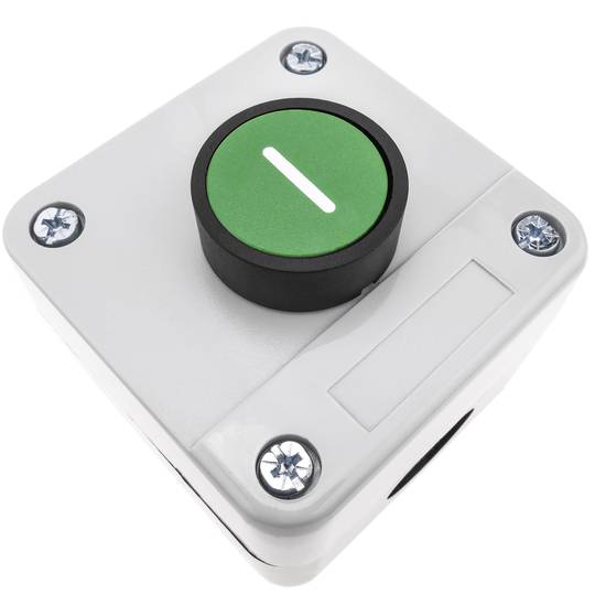 Boîte de commande avec 1 bouton poussoir momentanés vert 1NO symbole START