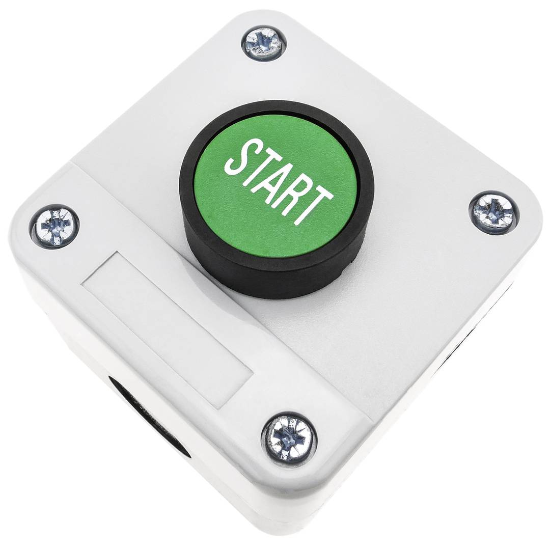 Caja de control con 1 pulsador momentáneo verde 1NO pulsador START