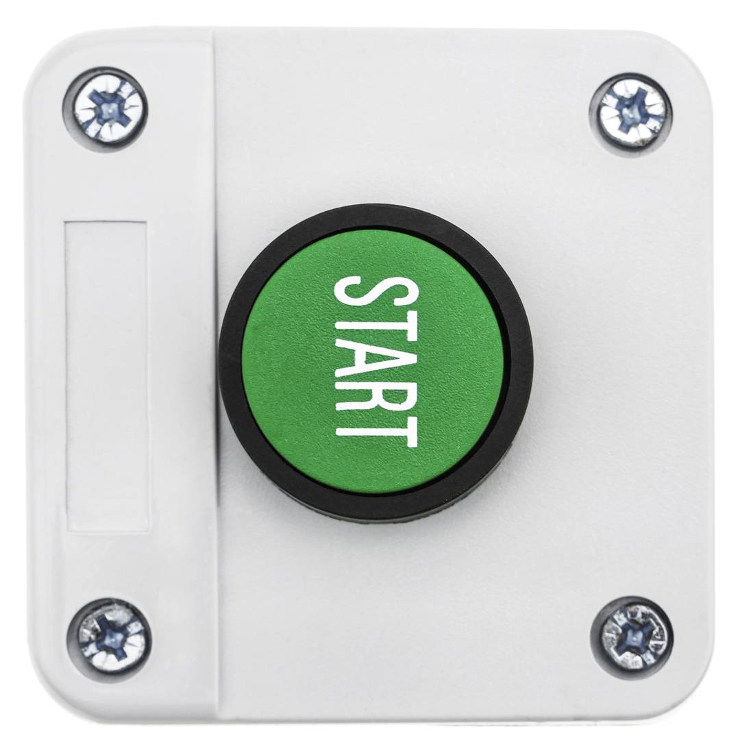 Caja de control con 1 pulsador momentáneo verde 1NO pulsador START