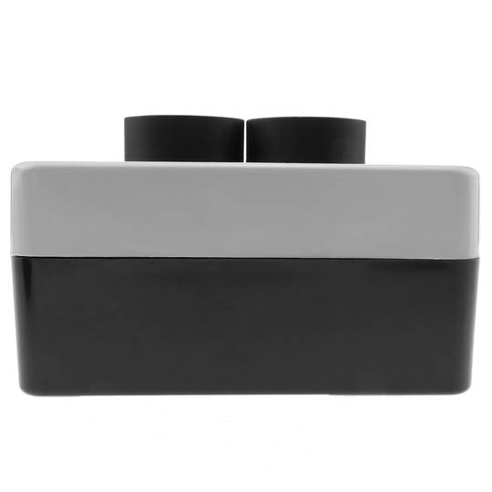 Caja de control gris/blanco con 2 pulsadores momentáneos verde 1NO rojo 1NC con símbolos
