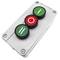 Caja de control con 3 pulsadores momentáneos verde 1NO rojo 1NC con símbolos