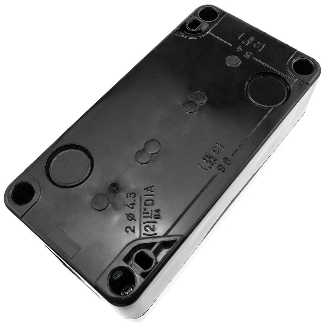 Caja de control con 3 pulsadores momentáneos verde 1NO rojo 1NC con símbolos