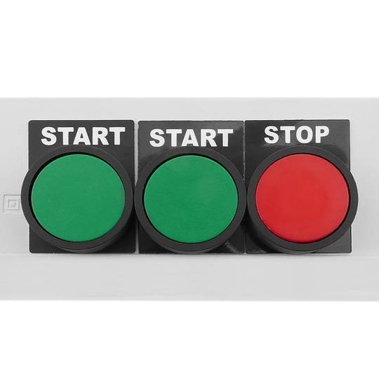 Boîte de commande avec 3 boutons poussoirs momentanés vert 1NO rouge 1NC  avec symboles