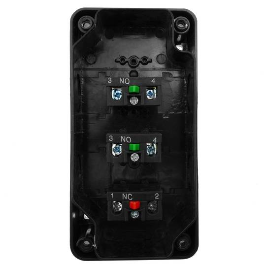 Skrzynka kontrolna z 3 chwilowymi przyciskami zielony 1NO czerwony 1NC
