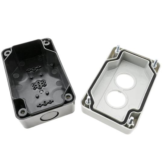 Caja de control de dispositivos eléctricos para 2 pulsador o interruptor de 22 mm gris