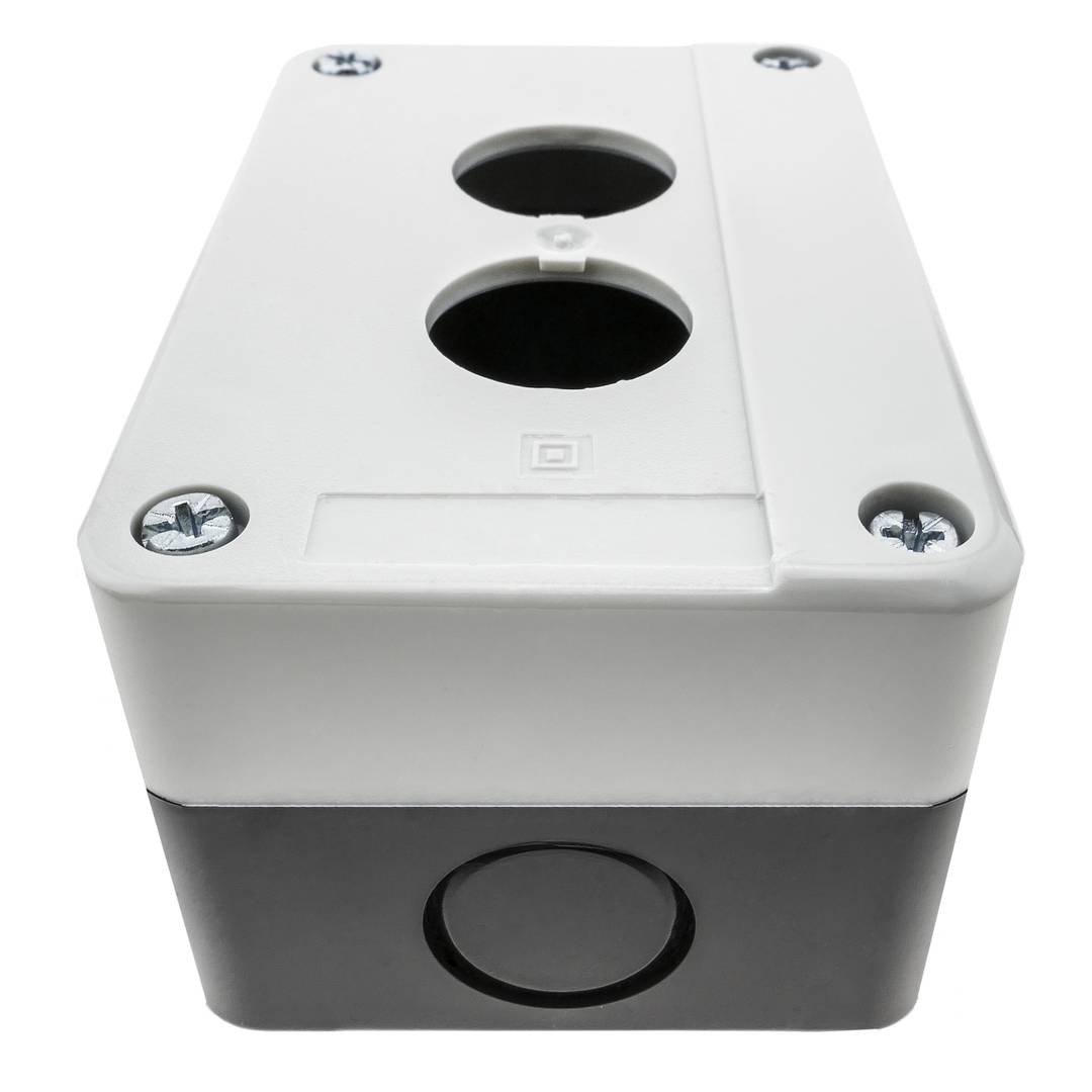 Caja de control de dispositivos eléctricos para 2 pulsador o interruptor de 22 mm gris