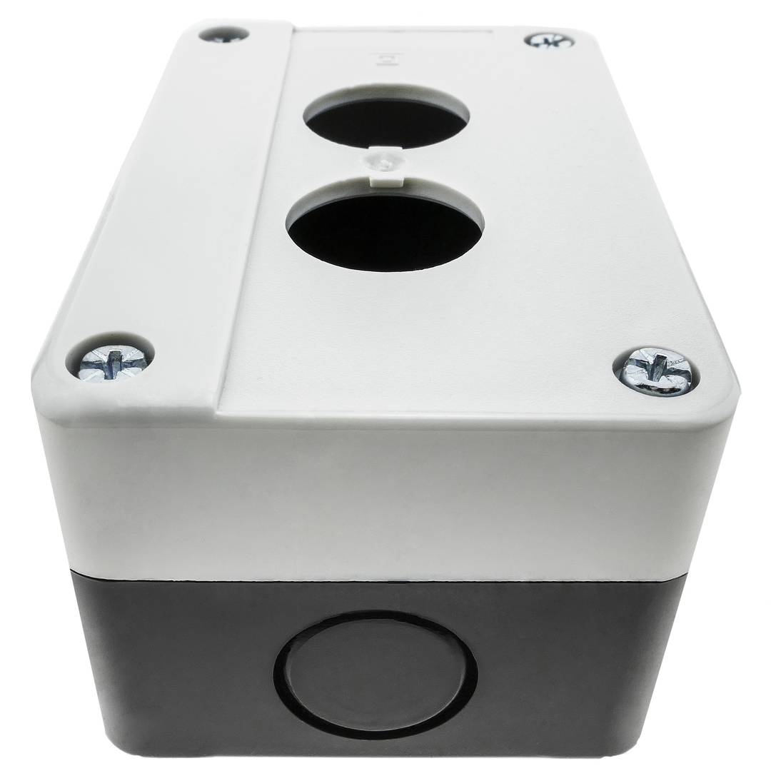 Caja de control de dispositivos eléctricos para 2 pulsador o interruptor de 22 mm gris