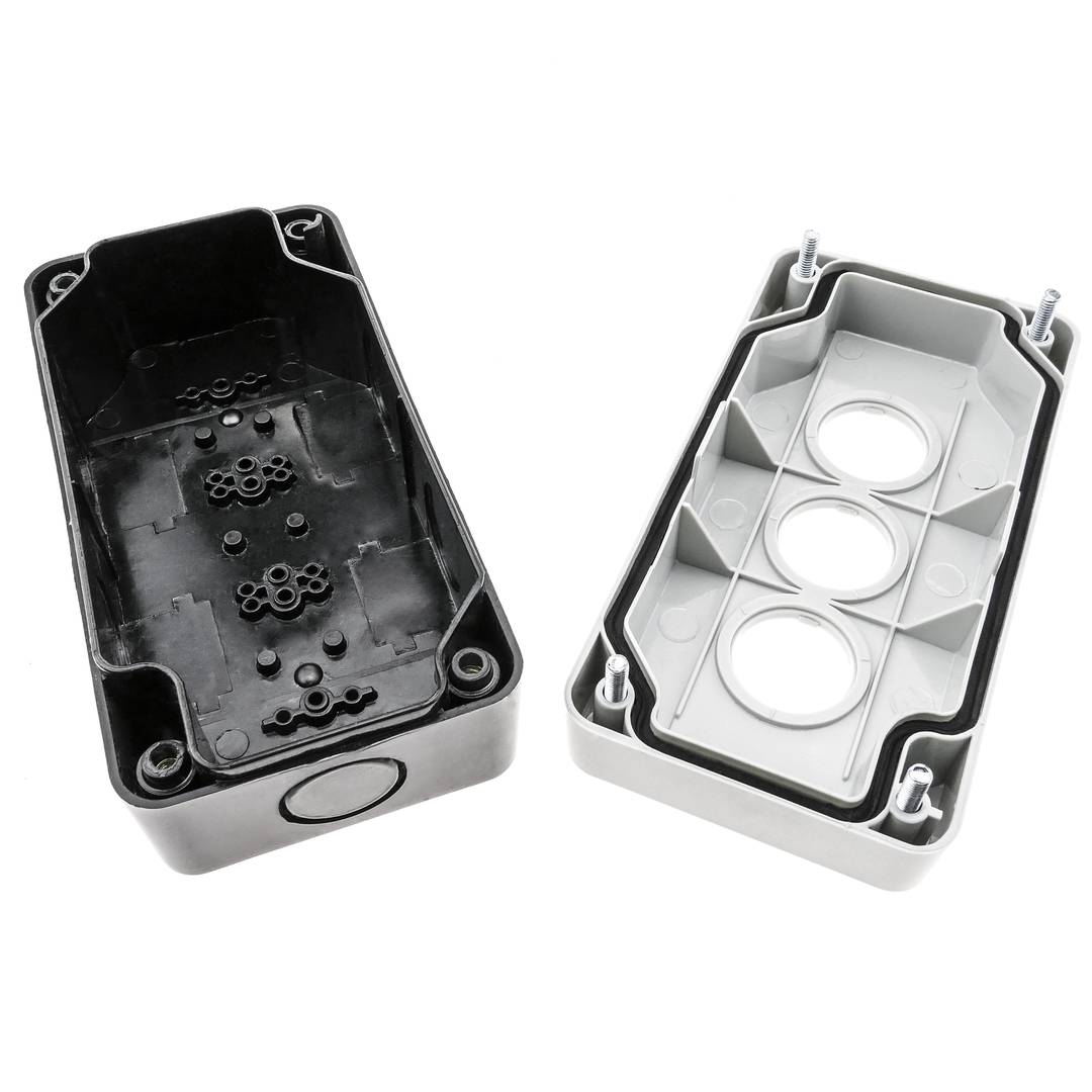 Caja de control de dispositivos eléctricos para 3 pulsador o interruptor de 22 mm gris