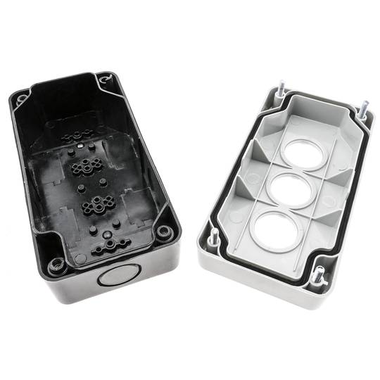 Caja de control de dispositivos eléctricos para 3 pulsador o interruptor de 22 mm gris