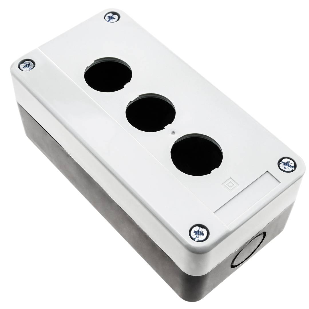 Caja de control de dispositivos eléctricos para 3 pulsador o interruptor de 22 mm gris
