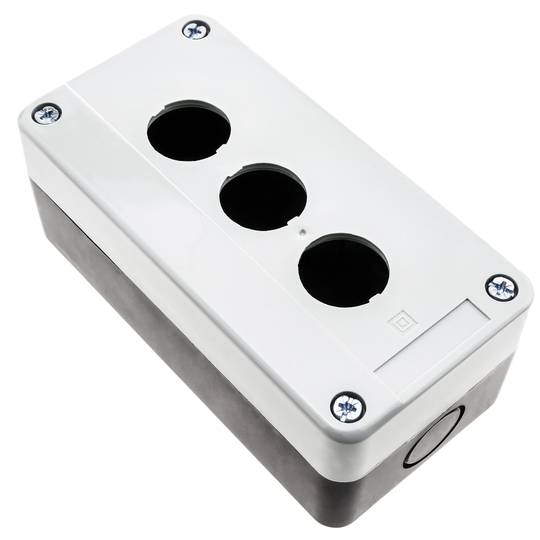 Caja de control de dispositivos eléctricos para 3 pulsador o interruptor de 22 mm gris