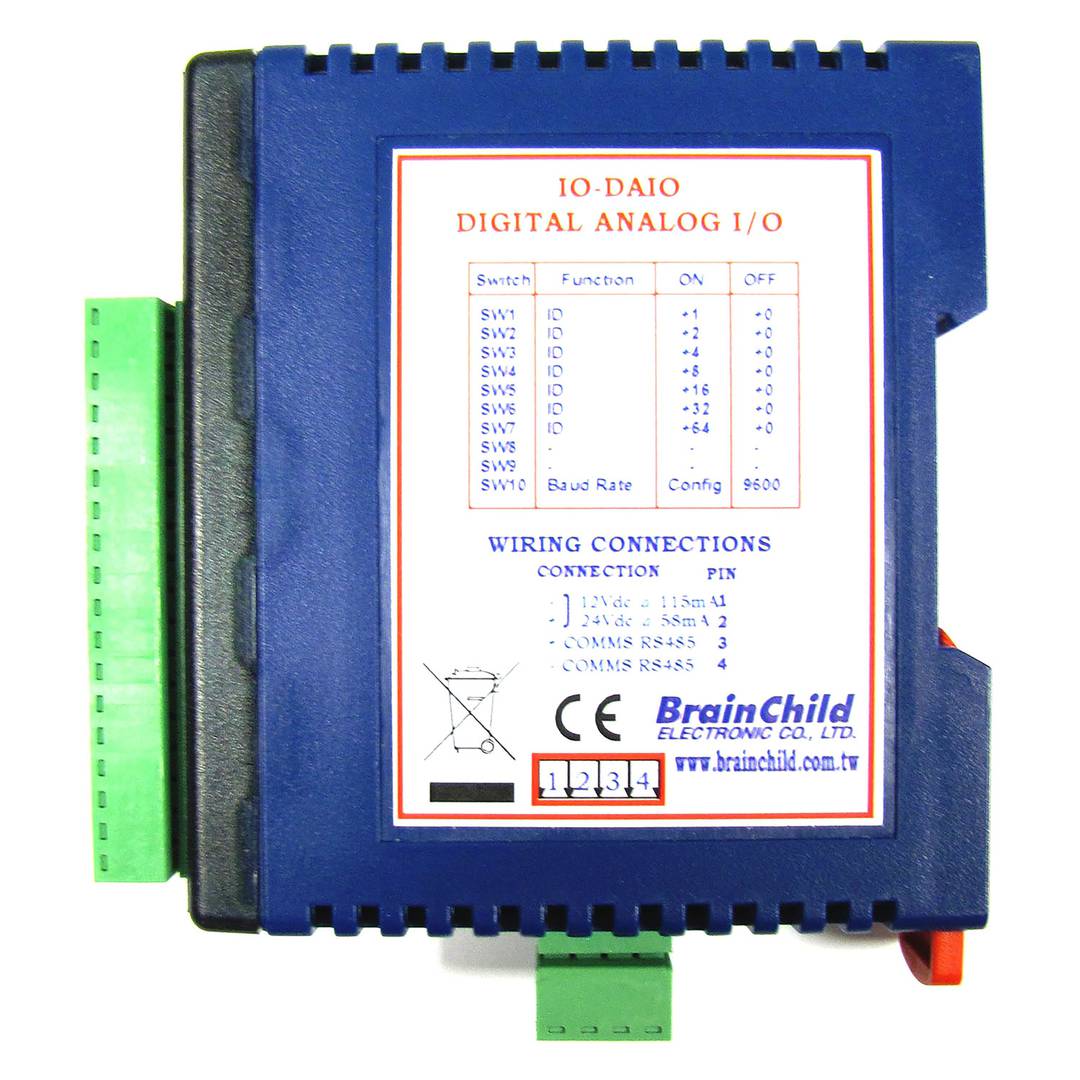 RS485 Module 2 AI 1 AO 4 DI 2 DO et 2 de RDT (IO-Brainchild Daio)