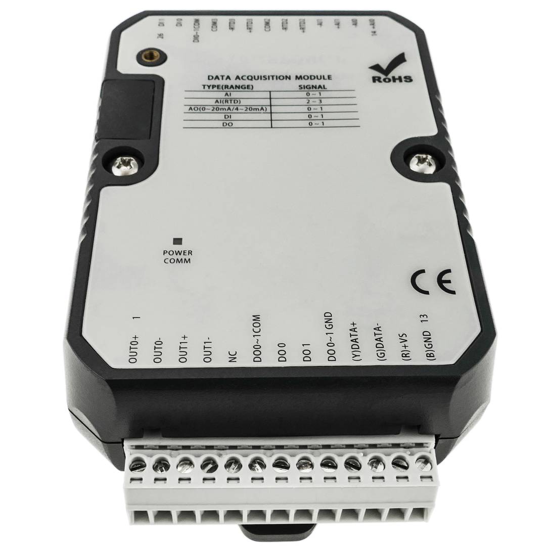 Módulo RS485 Modbus I/O 4 entradas analógicas 2 salidas analógicas 2 entradas digitales 2 salidas digitales