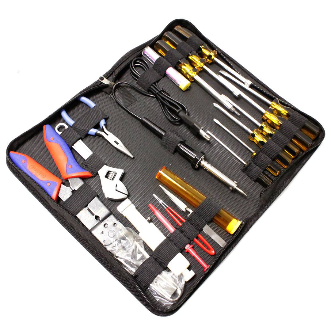 Estuche de herramientas varias de 20 piezas modelo GTK-050B con soldador -  Cablematic