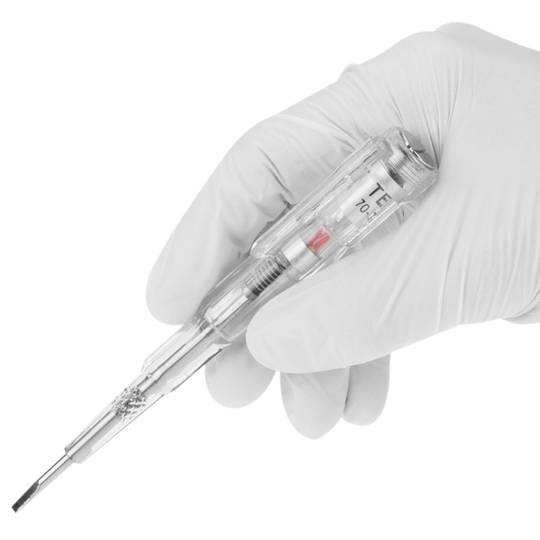 Destornillador buscapolos de punta plana de 3 mm, detector de tensión con luz LED