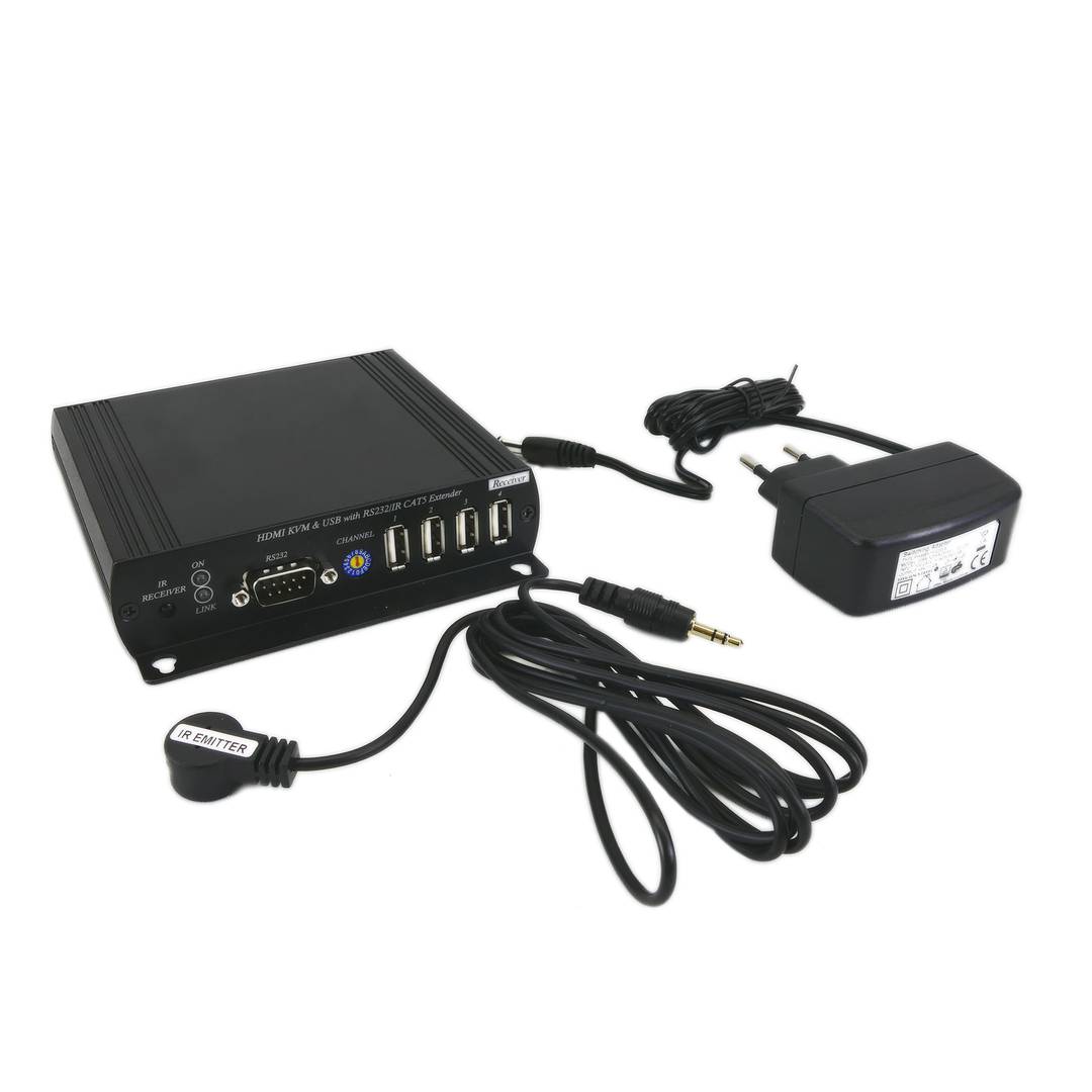 Extensor de HDMI AUDIO USB RS232 IR por cable UTP Cat.5e y Cat.6 solo receptor