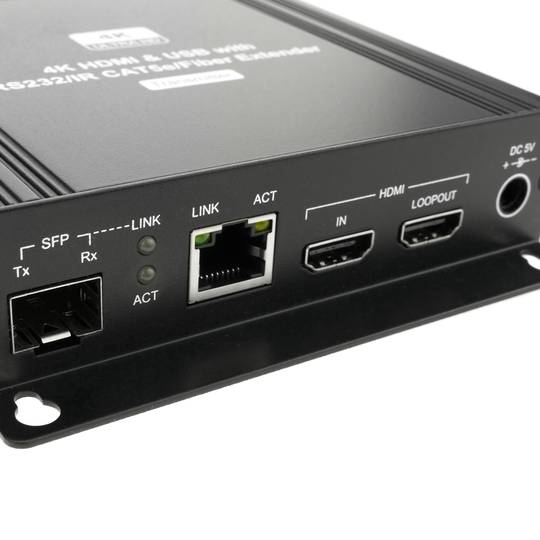 Extendeur HDMI 4K UHD avec AUDIO USB RS232 IR et câble UTP Cat.5e et SFP à fibre optique