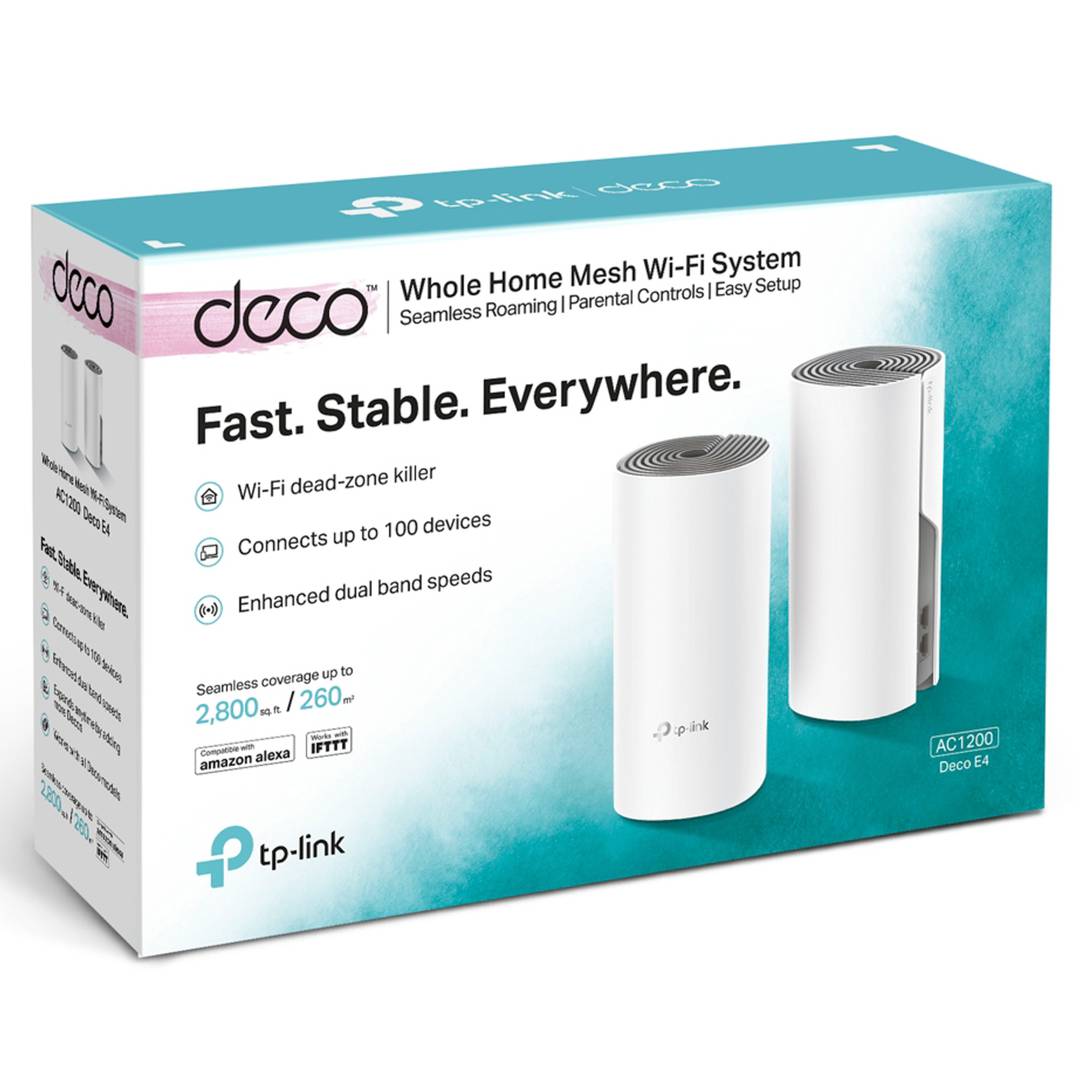 Pontos de acesso de malha WiFi TP-Link Deco E4 Dual Band AC1200. Pacote de 2 unidades