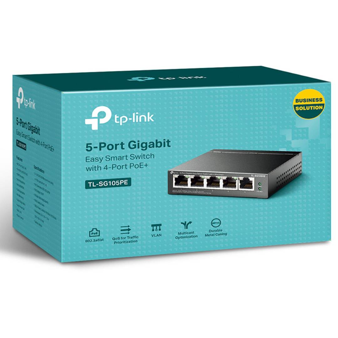 Switch Gigabit de 5 portas TP-Link TL-SG105PE (4 PoE +)
