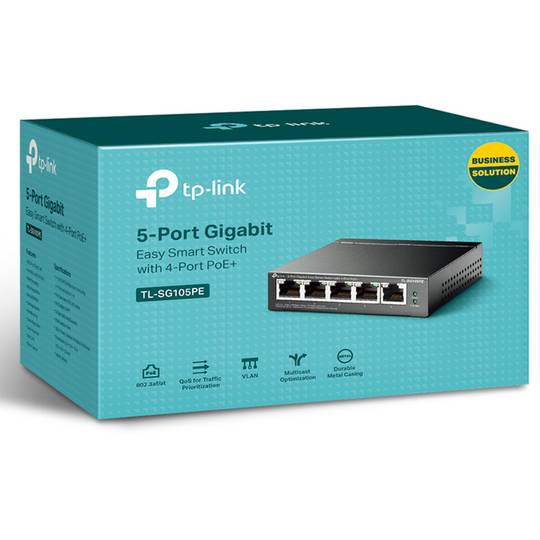 Switch Gigabit de 5 portas TP-Link TL-SG105PE (4 PoE +)