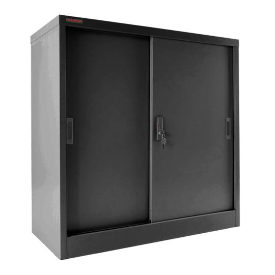 Casellario di metallo dell’ufficio con porte scorrevoli 900x900x400mm nero RackMatic