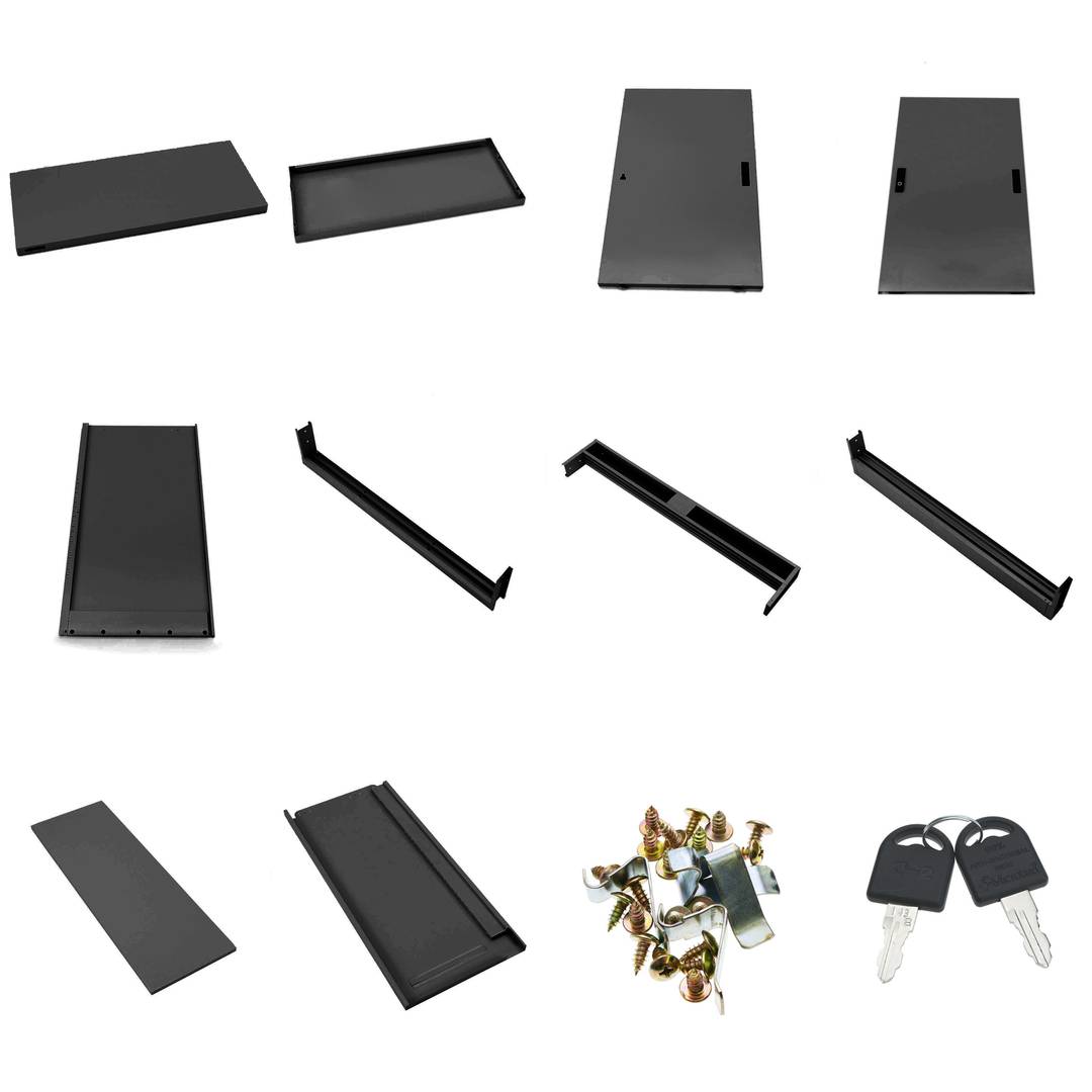 Casellario di metallo dell’ufficio con porte scorrevoli 900x900x400mm nero RackMatic