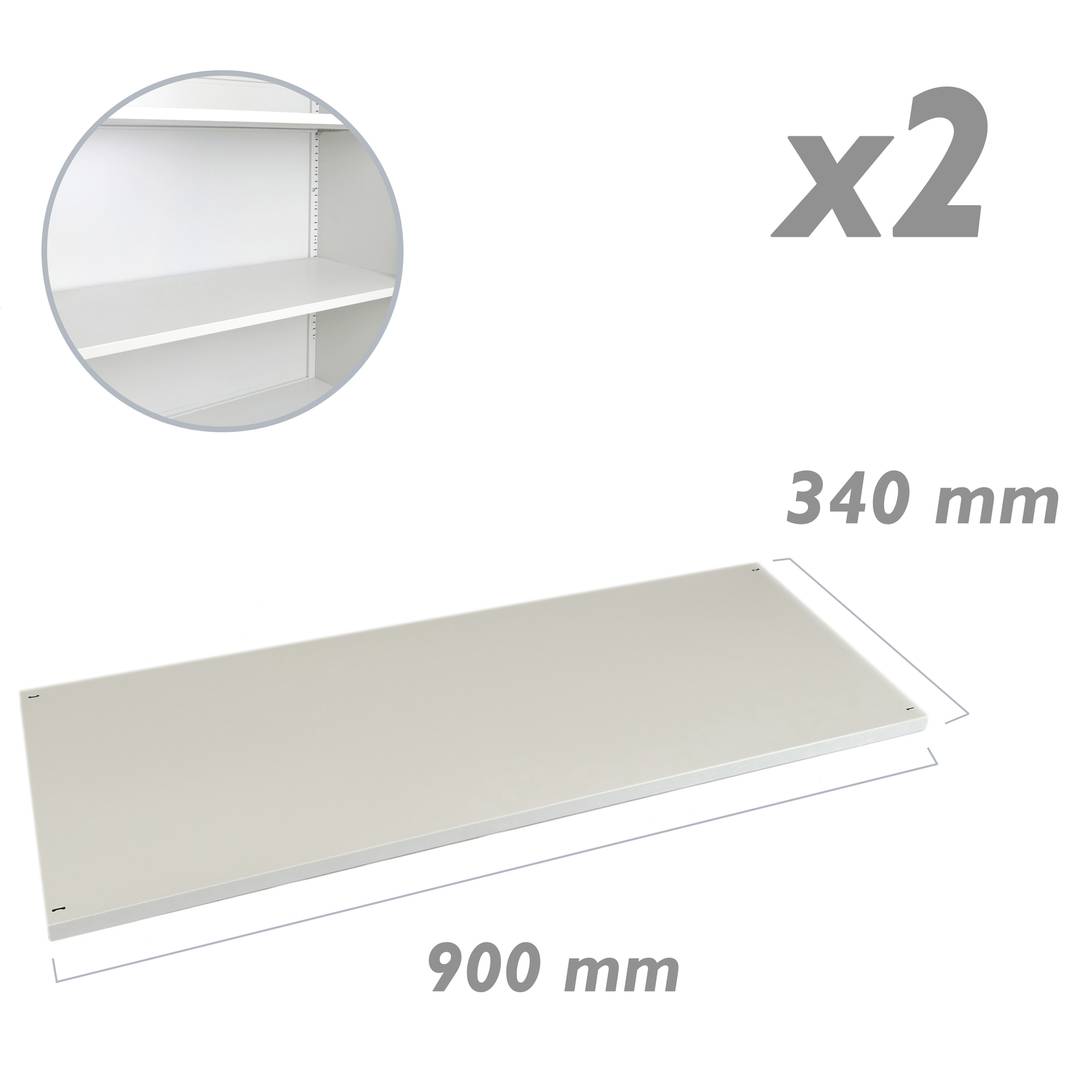Półki metalowe do szafki biurowej 900x340 mm szare 2 sztuki