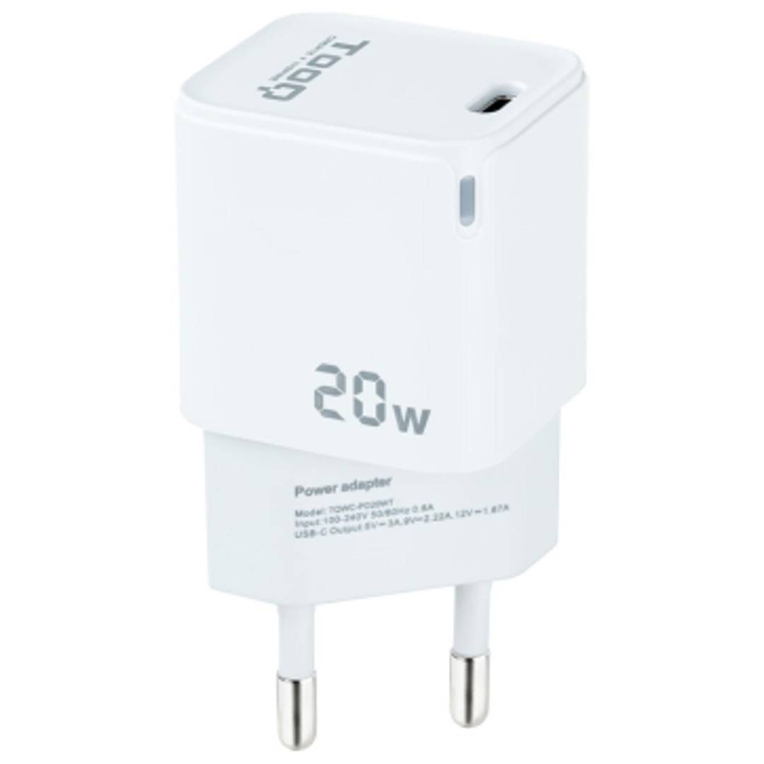 Carregador amb port USB-C PD de 20W color blanc TooQ TQWC-PD20WT
