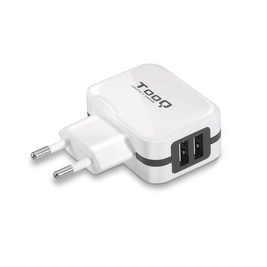 Charger with 2 USB ports 3.4A of 17W white color TooQ TQWC-11S02WT