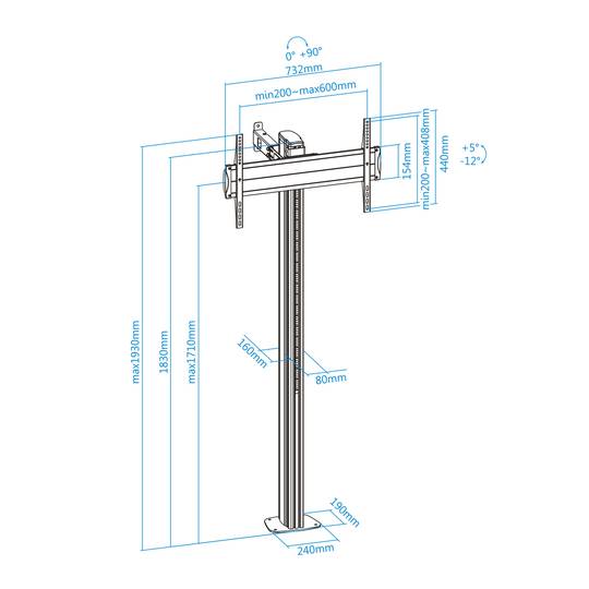 Suporte de chão fixo TooQ para ecrã VESA 600x400 de 37