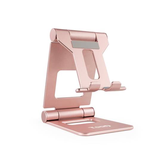 Supporto da tavolo regolabile e pieghevole per telefono e tablet colore velluto rosa TooQ PH-KEOPS-OCASO