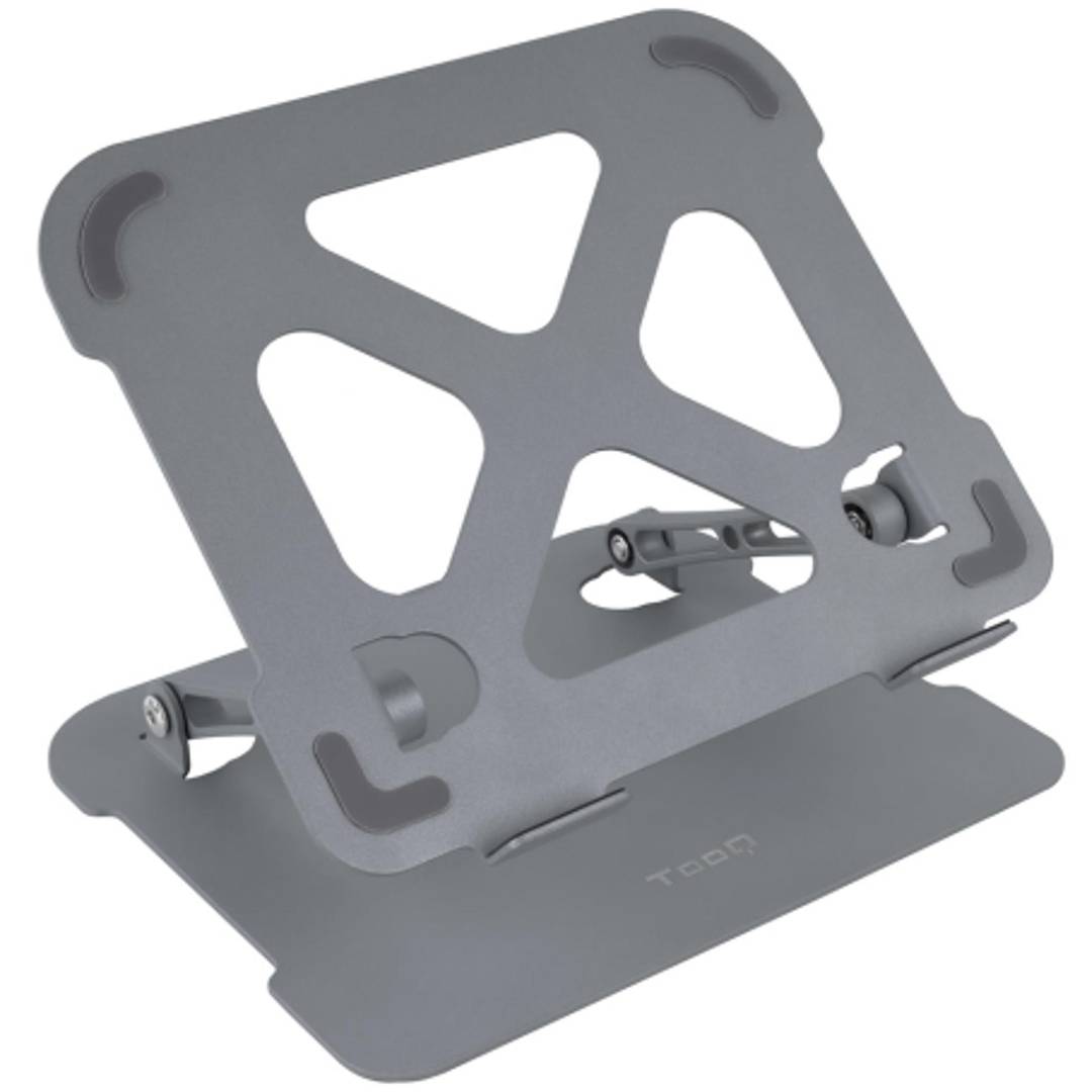 Riser de alumínio portátil de suporte ajustável para laptops cor cinza TooQ TQLRS0012-AL-G
