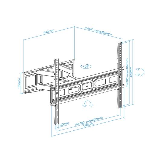 Soporte de pared TooQ para pantallas de 37