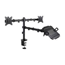 Support de bureau pour 2 écrans jusqu'à 32" et plateau pour ordinateur portable jusqu'à 17"