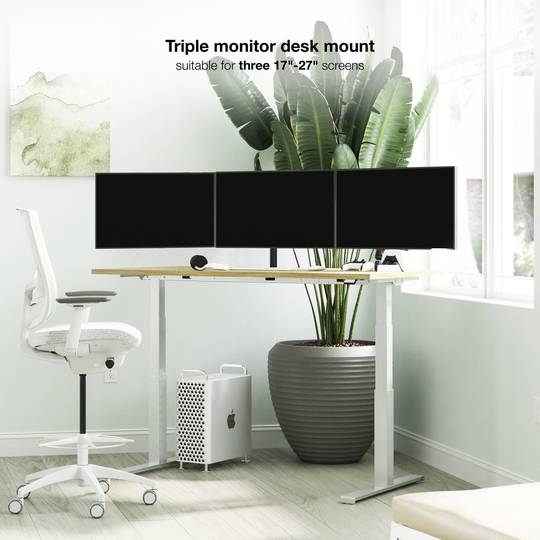 Suporte de mesa com base para 3 telas até 27