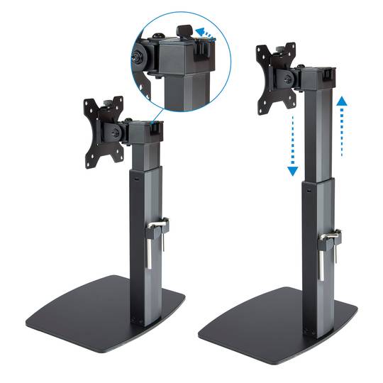 Adjustable desktop stand with base for screen up to 32