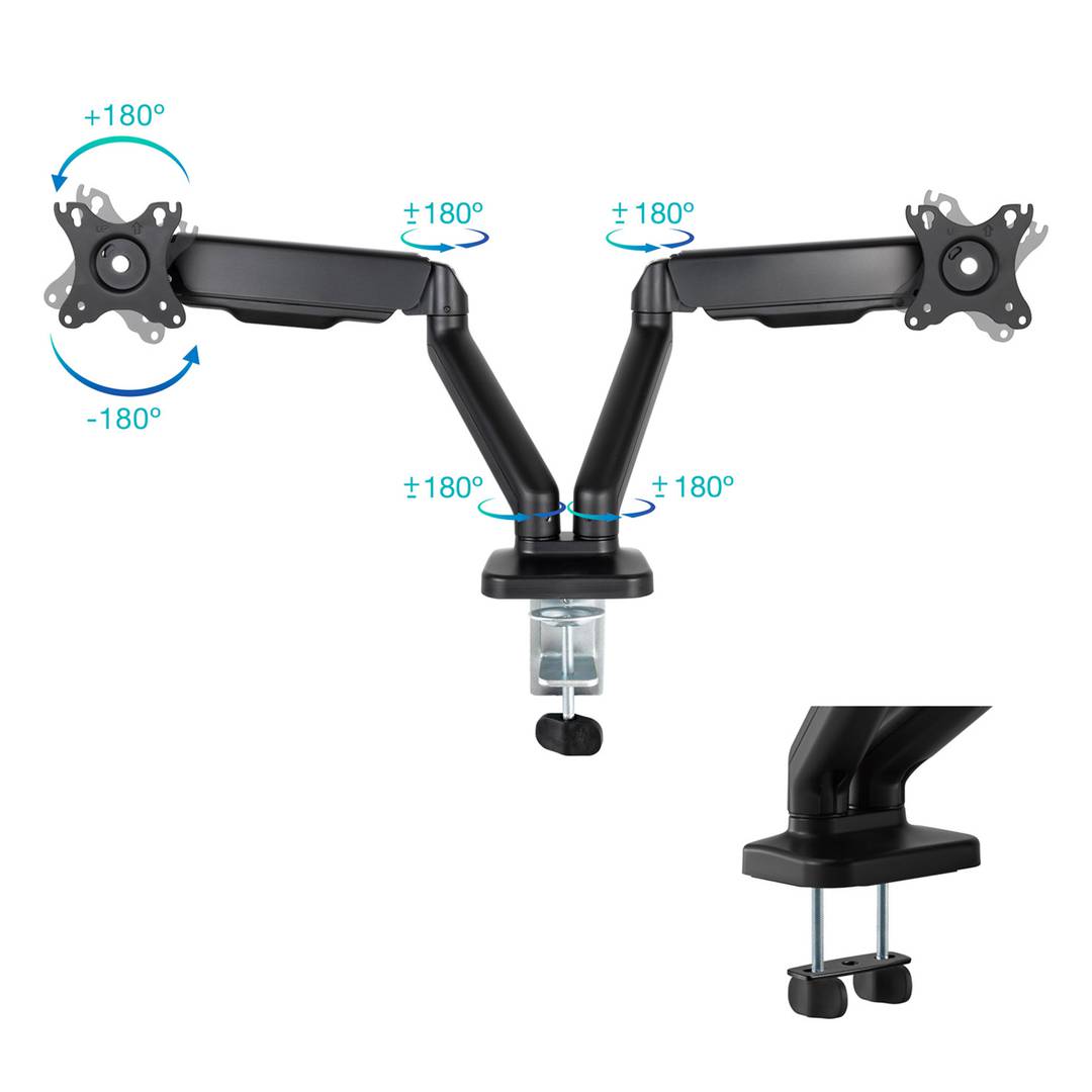 Soporte de mesa con brazos regulables para 2 pantallas hasta 32
