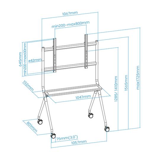 Soporte de pie con ruedas para pantalla plana TV LED LCD de 50