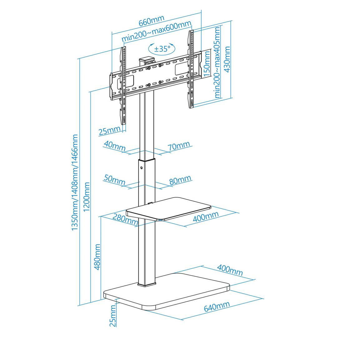 Supporto da pavimento per TV LED LCD a schermo piatto 37