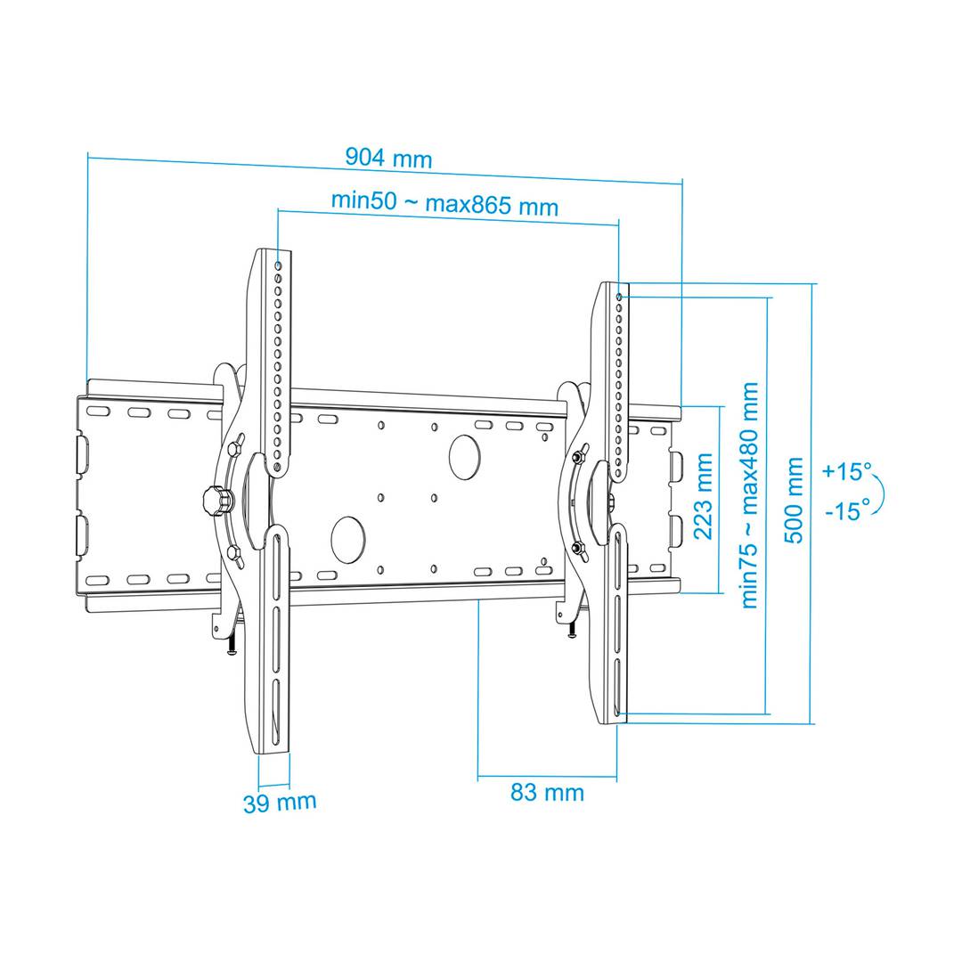 Supporto a parete inclinabile per schermo TV da 37